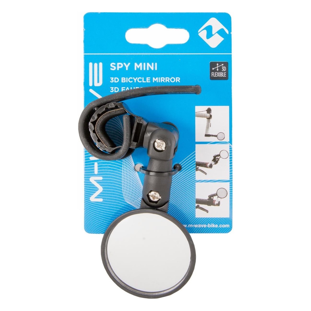 Espejo de Bicicleta Spy Mini 46mm Ajustable Negro M-Wave, Montaje Sin Herramientas - 9