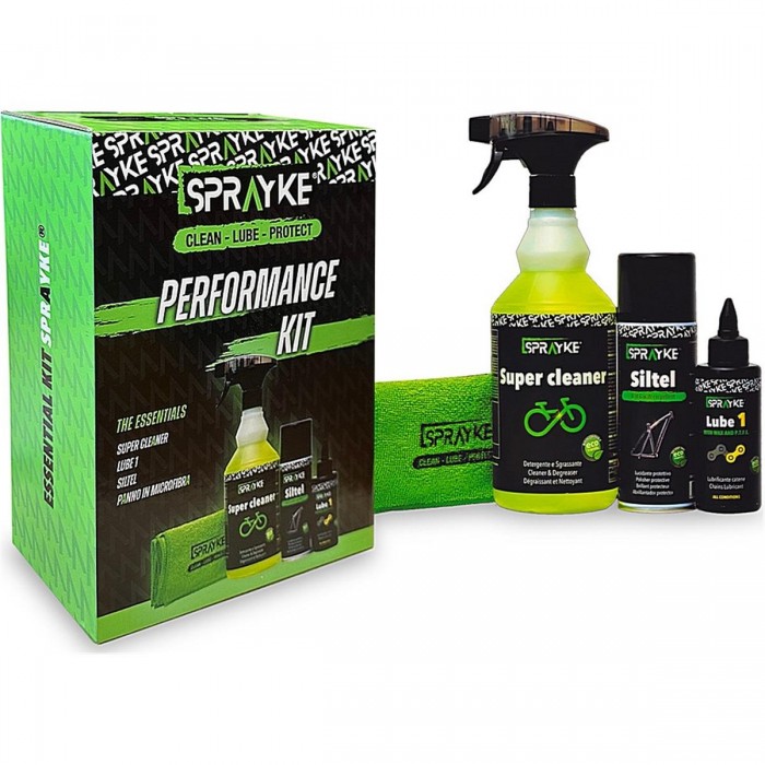 Performance Bike Cleaning and Maintenance Kit: Cleaner, Lube, Siltel, Microfiber Cloth - 1