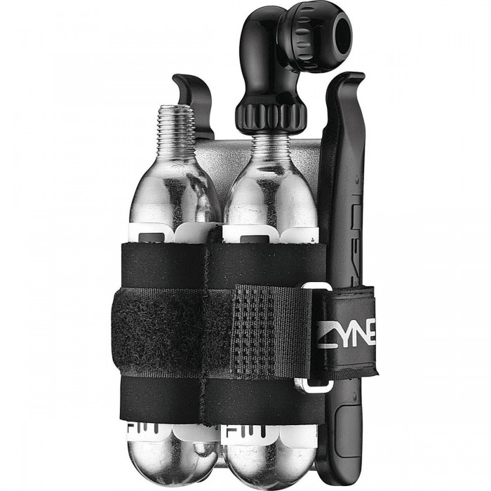 Lezyne Twin Drive CO2 Reparaturset Schwarz mit Reifenhebern und Gewinde-Kartuschen - 1