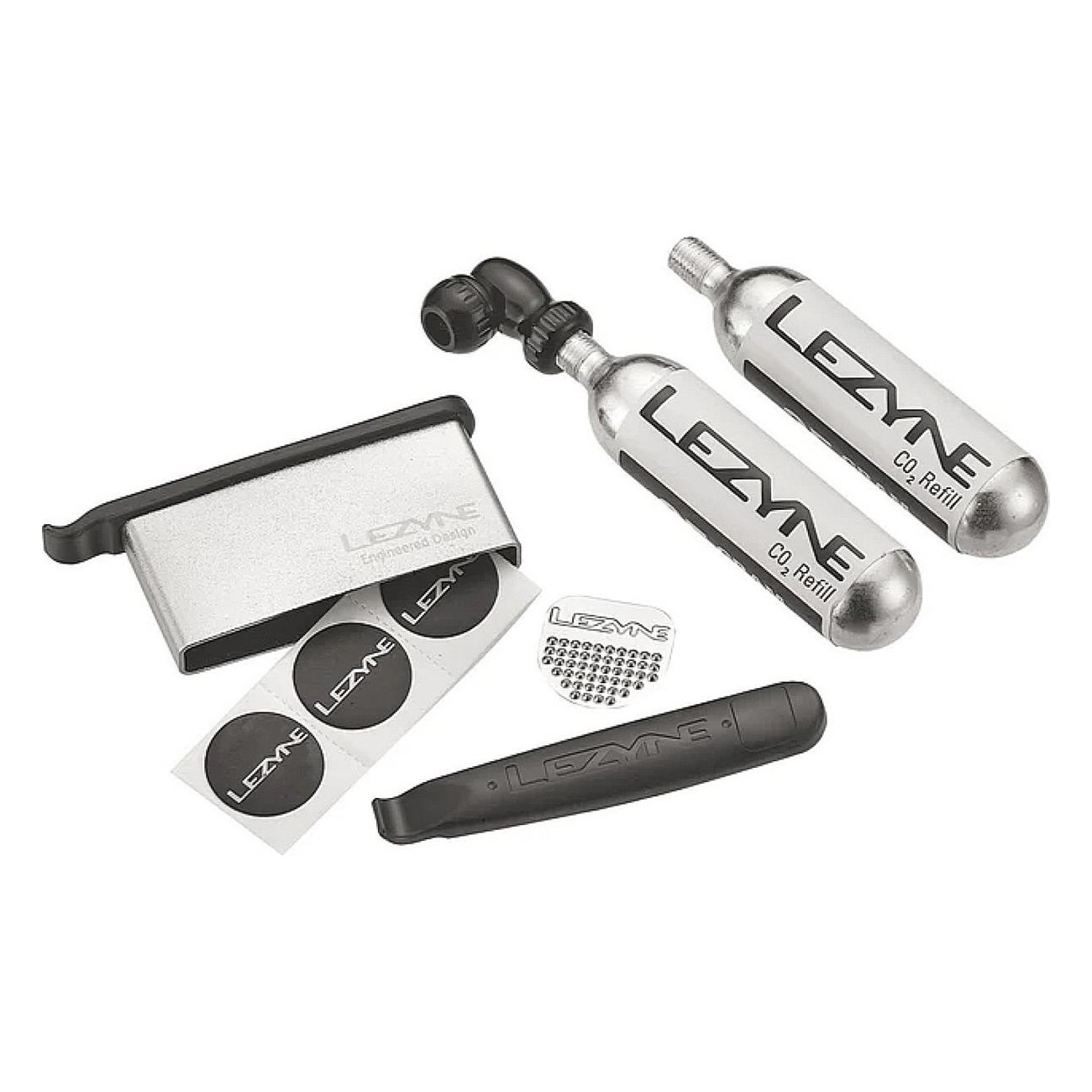 Kit Riparazione CO2 Lezyne Twin Drive Nero con Leve per Pneumatici e Cartucce Filettate - 2 - Bombolette e dosatori co2 - 471280