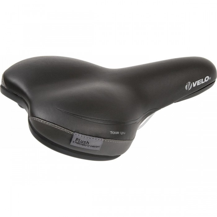 Selle Velo Tour Uni Noir-Gris 398g avec Protection Anti-abrasion et Confort Avancé - 1