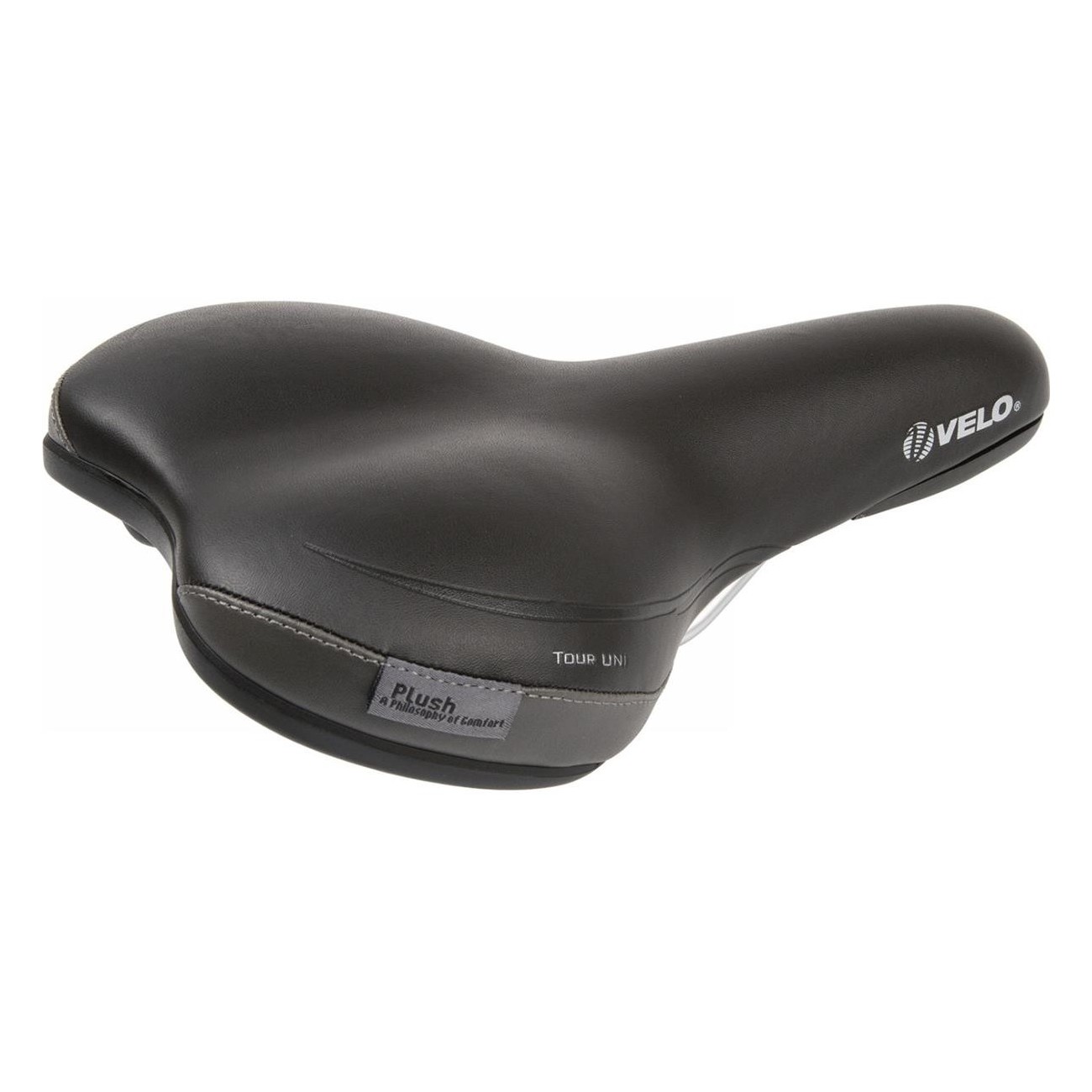 Selle Velo Tour Uni Noir-Gris 398g avec Protection Anti-abrasion et Confort Avancé - 1