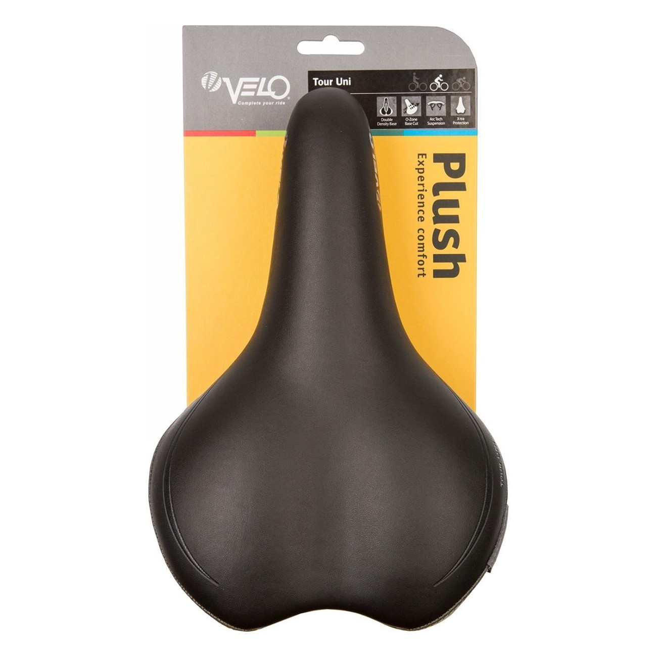 Velo Tour Uni Saddle Black-Grey 398g with Anti-Abrasion Protection and Comfort - 5