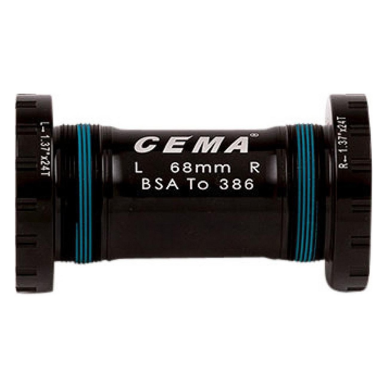 Calotte BSA in Acciaio Inossidabile Nero per FSA386/Rotore 30mm - Compatibili con Telai 68/73 mm e Filettatura 1.37' x 24 T - 1 