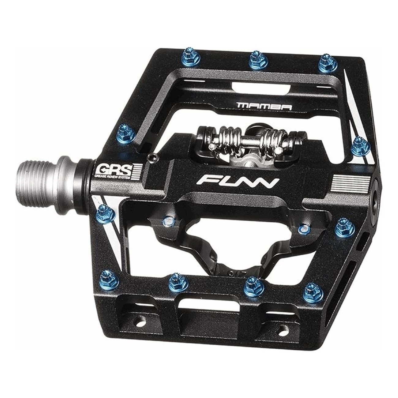 Mamba S Pedal in Black/Blue Aluminum - SPD/Flat Dual Use, 465g - 1