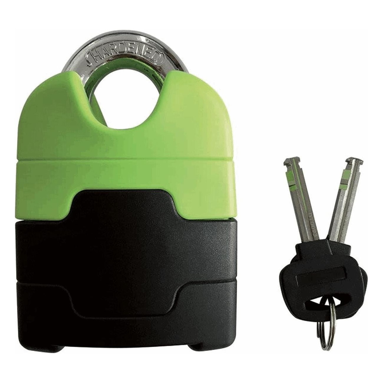 Lucchetto ad Arco MVTEK 78x83mm, Diametro 33mm, Nero/Verde - Sicurezza per Biciclette e Scooter - 1 - Lucchetti - 8005586202734