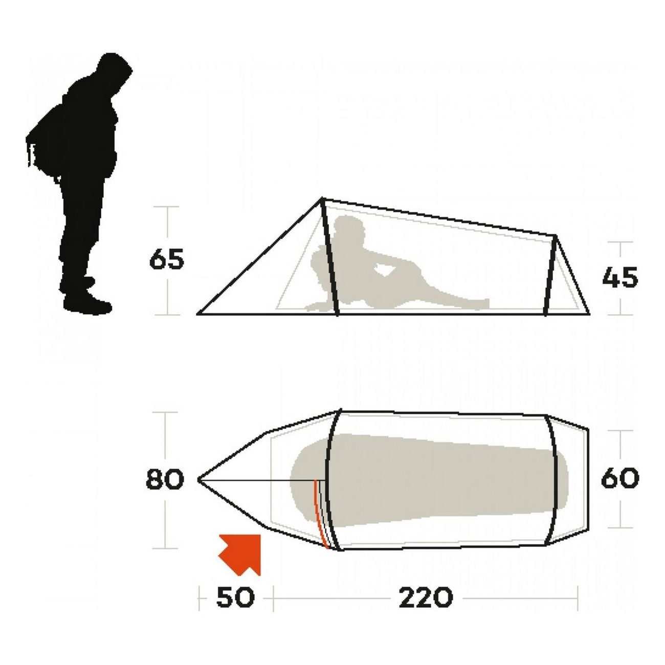 Sling Tent 1 Person Light Sand 3 Seasons Trekking Test 5 - 3