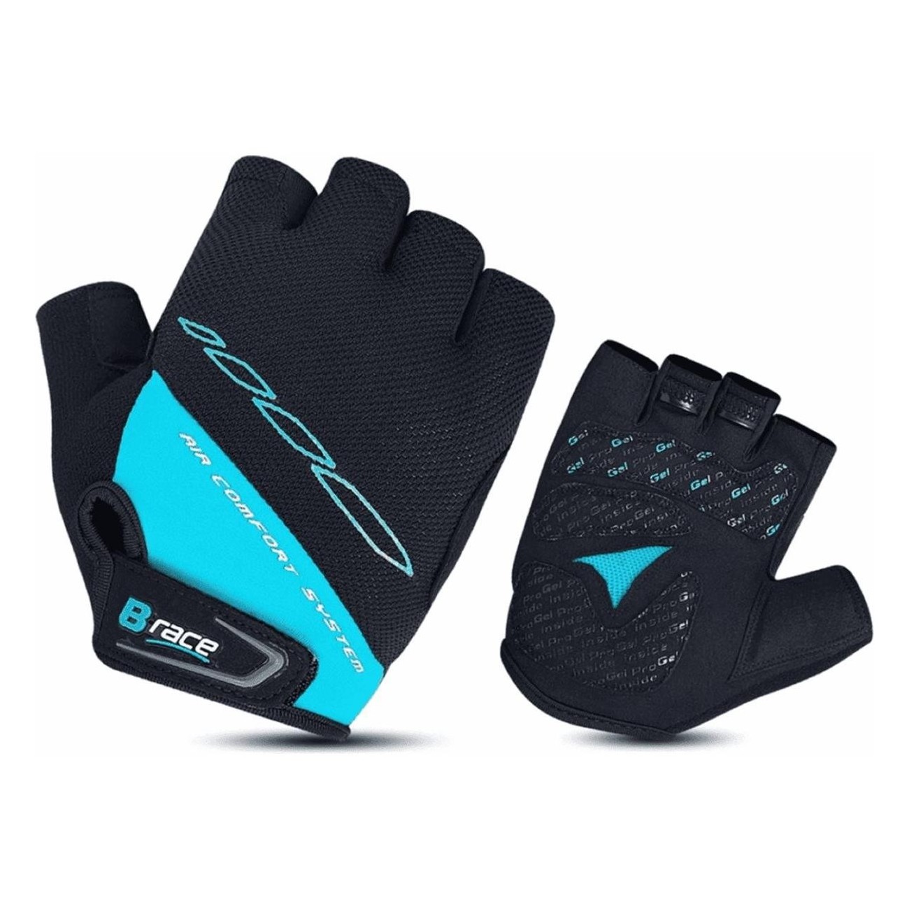 Summer Short Bump Gel Gloves Black/Aquamarine Size M with Ventilation - 1