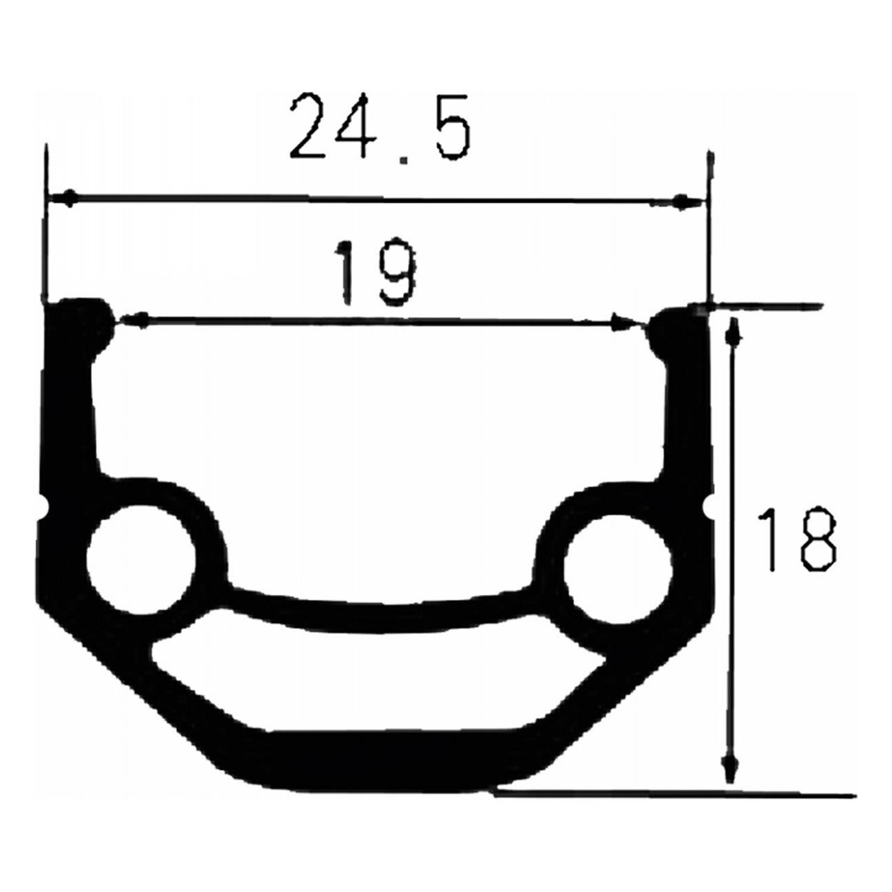 Aluminium Doppeltwandige Felge Ventura 26x1.75, 36 Löcher, Schwarz, AV-Ventil - 2