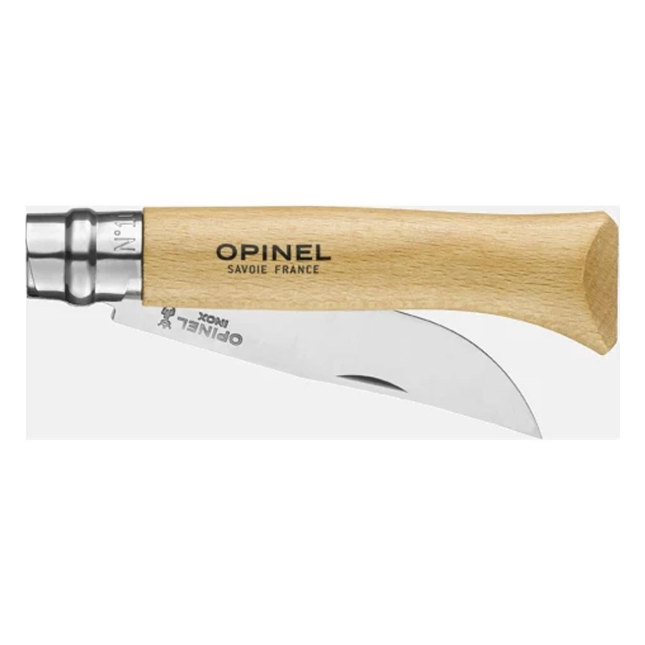 Couteau Opinel N.10 Inox avec Lame Yatagan de 10 cm et Manche en Hêtre Français - 2