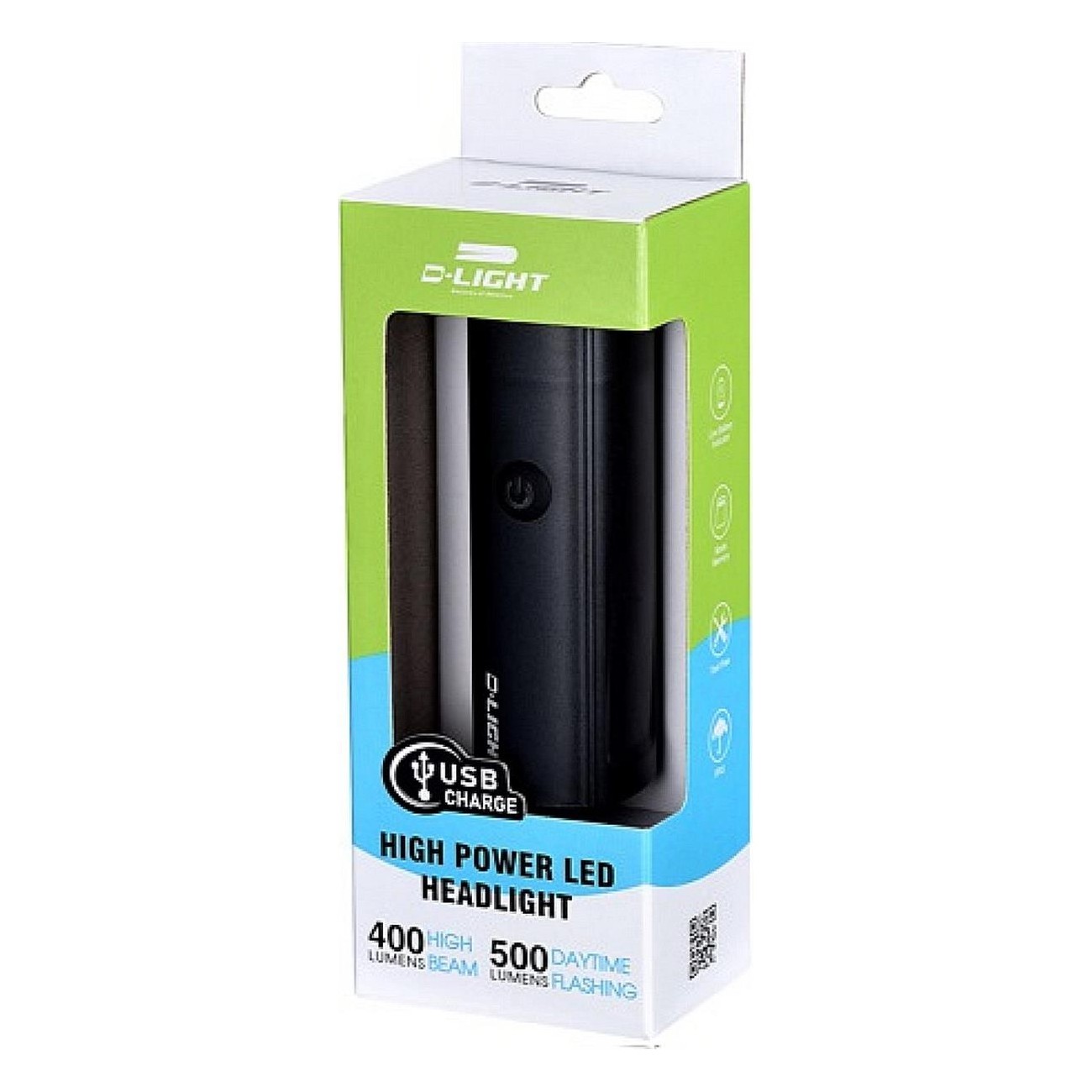 Éclairage Avant Rechargeable USB D-LIGHT CG-130P - 400 Lumens, LED Étanche IPX5 - 2