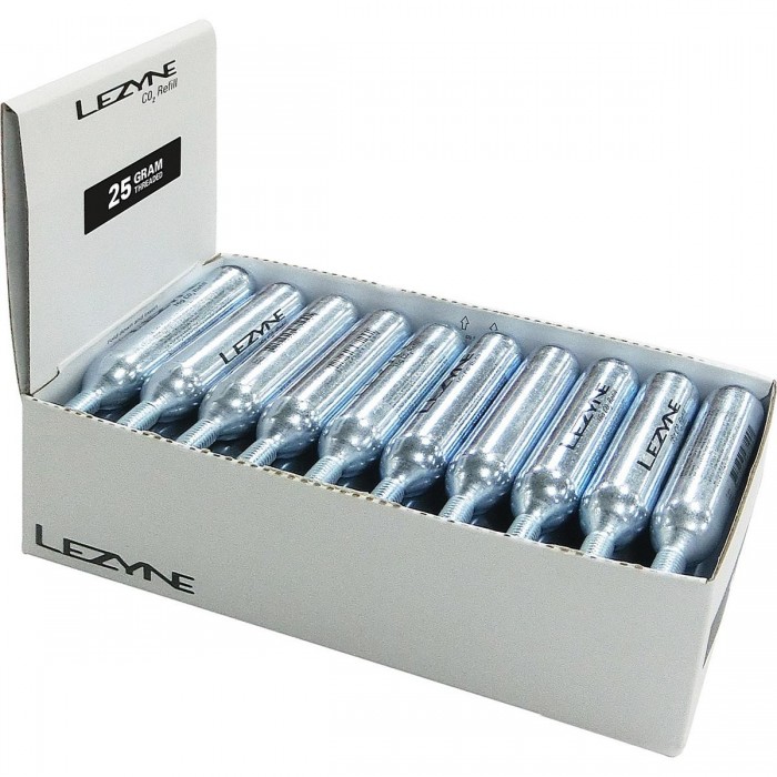 Lezyne Display Box - 25 CO2 Kartuschen 25g Silber für Reifenaufpumpen - 1