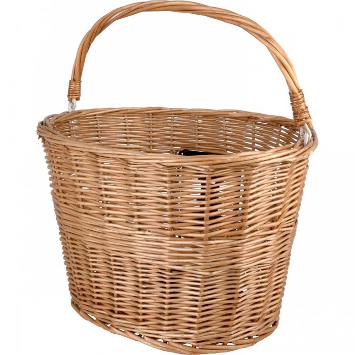 Panier Avant en Osier M-Wave pour Guidon Vélo 38x28x26 cm, Tissé à la Main - 1