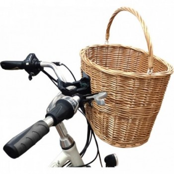 Cestino Anteriore in Vimini M-Wave per Manubrio Bici 38x28x26 cm, Intrecciato a Mano e Facile da Montare - 2 - Cestini - 0887539