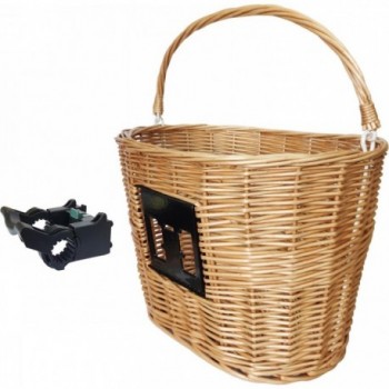 Cestino Anteriore in Vimini M-Wave per Manubrio Bici 38x28x26 cm, Intrecciato a Mano e Facile da Montare - 3 - Cestini - 0887539