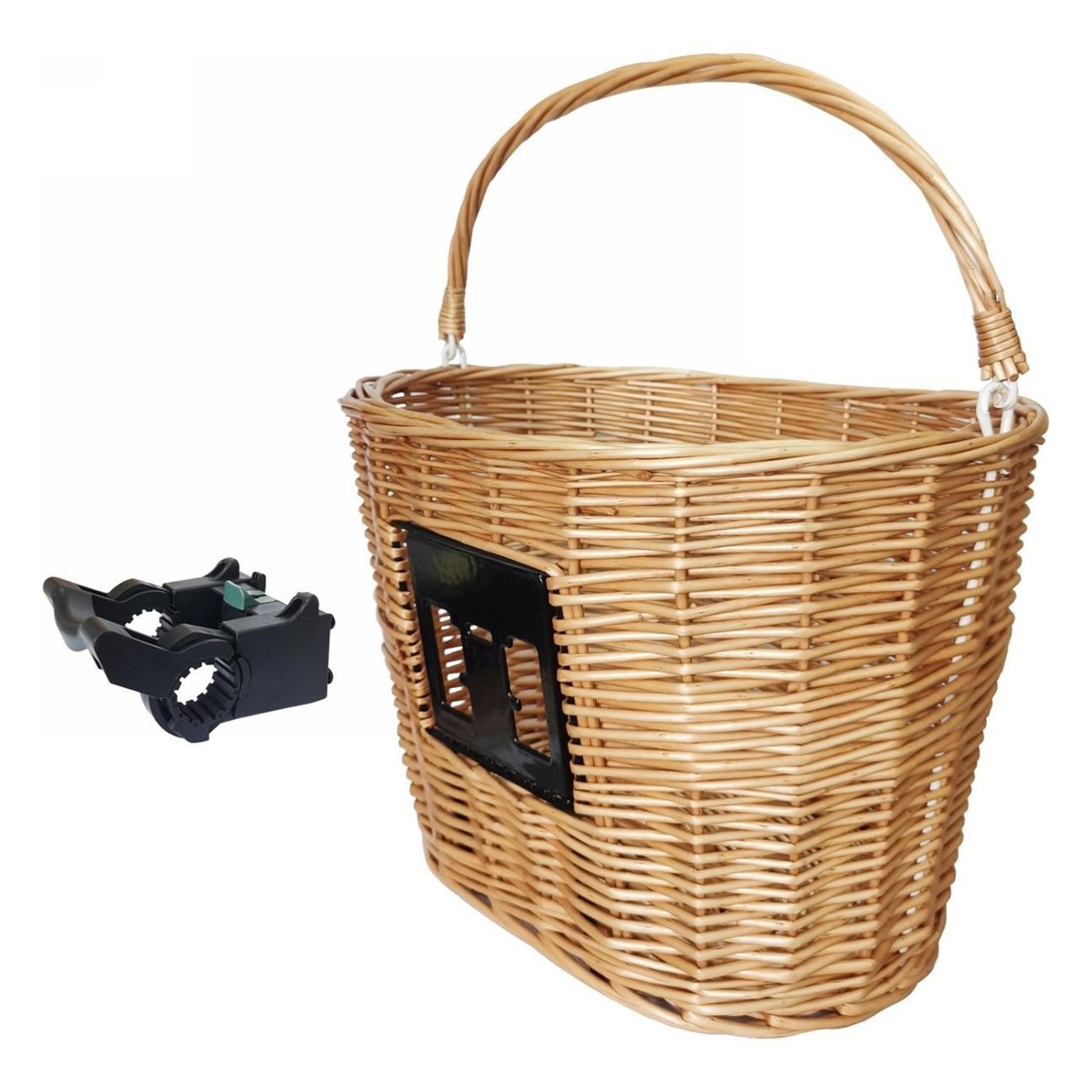 Cestino Anteriore in Vimini M-Wave per Manubrio Bici 38x28x26 cm, Intrecciato a Mano e Facile da Montare - 3 - Cestini - 0887539