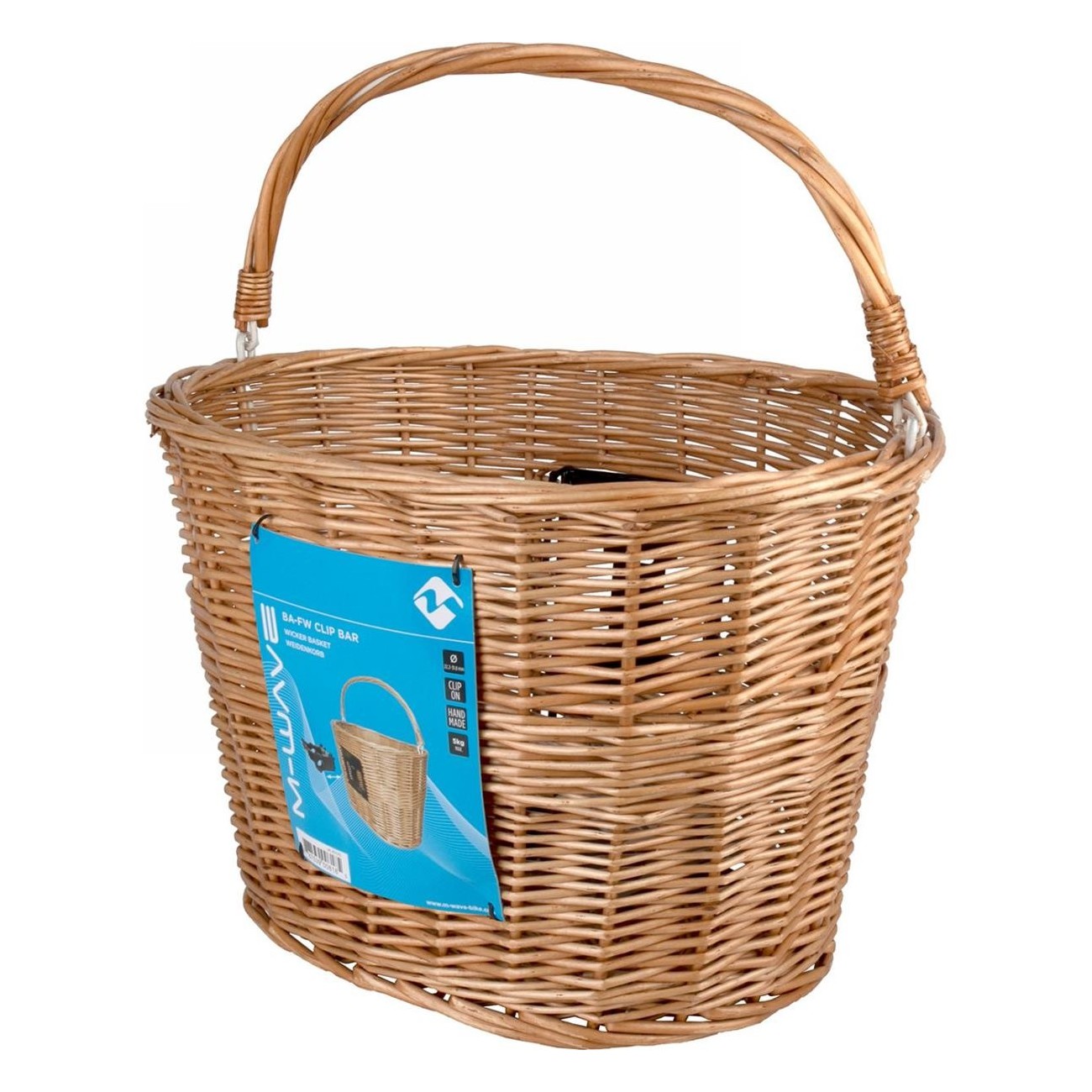 Panier Avant en Osier M-Wave pour Guidon Vélo 38x28x26 cm, Tissé à la Main - 4