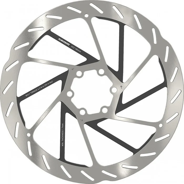 Disque de Frein SRAM HS2 180mm, Profil Arrondi, 6 Trous, VTT, Haute Dissipation - 1