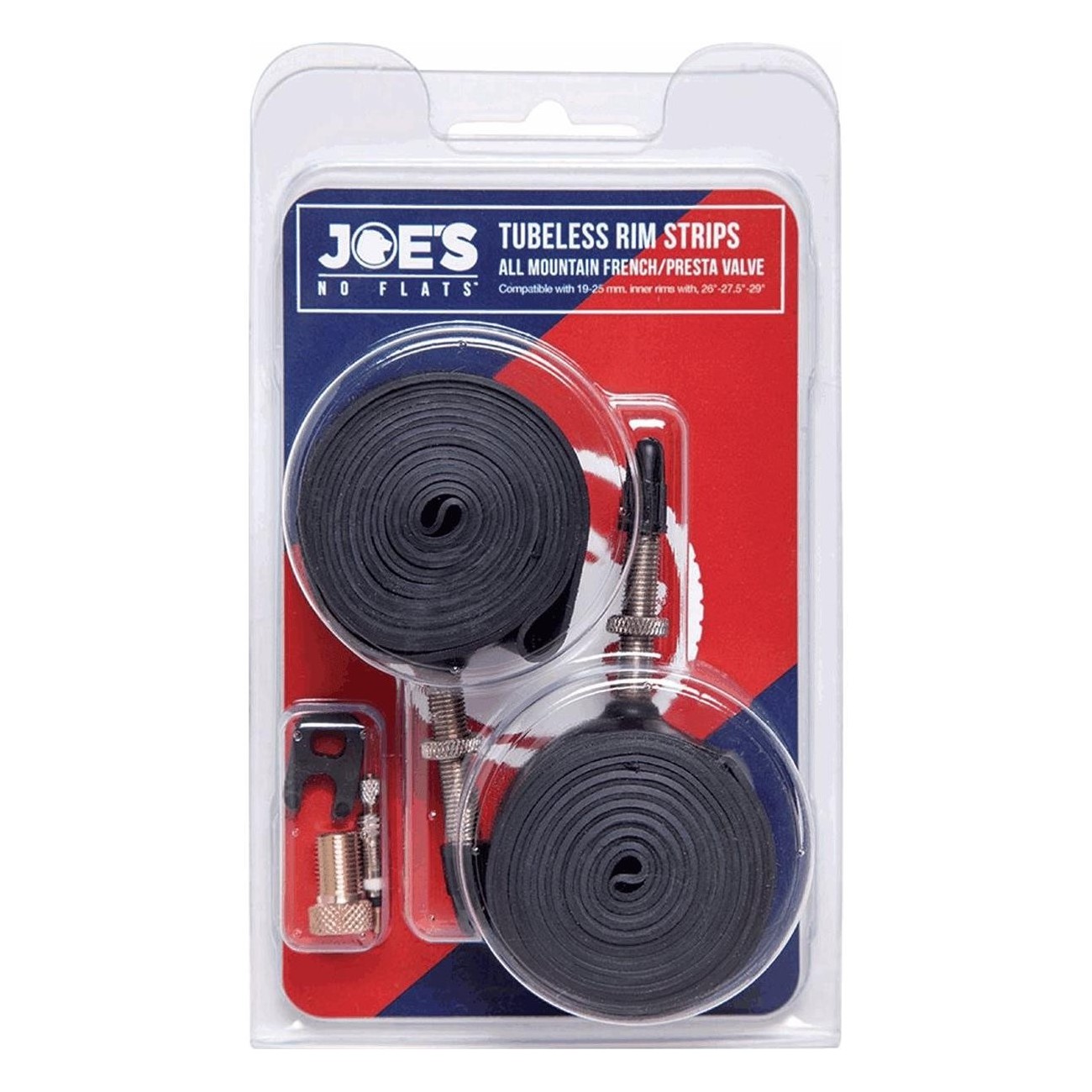 Standard Conversion Tape 19/25mm with Presta Valve 32mm - Set of 2 with JOE'S Key - 1