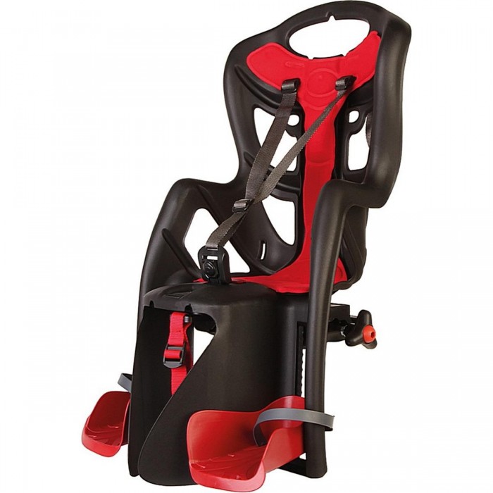 Pepe Rear Seat for Bicycle Rack - Black/Red, Safety & Comfort for Kids up to 22 kg - 1