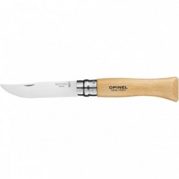 Couteau Opinel N.09 en Acier au Carbone avec Manche en Hêtre et Anneau Virobloc - 1