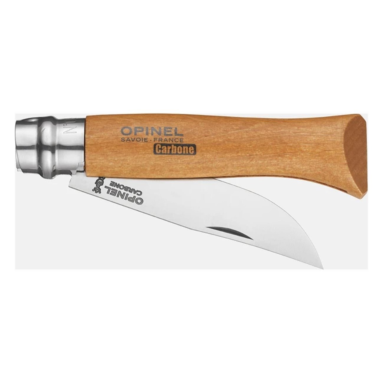 Couteau Opinel N.09 en Acier au Carbone avec Manche en Hêtre et Anneau Virobloc - 2