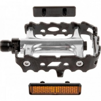 MTB Pedal aus schwarzem Aluminium mit Reflektor 90x68 mm - 2