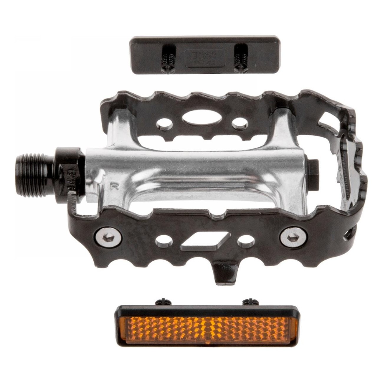 MTB Pedal aus schwarzem Aluminium mit Reflektor 90x68 mm - 2