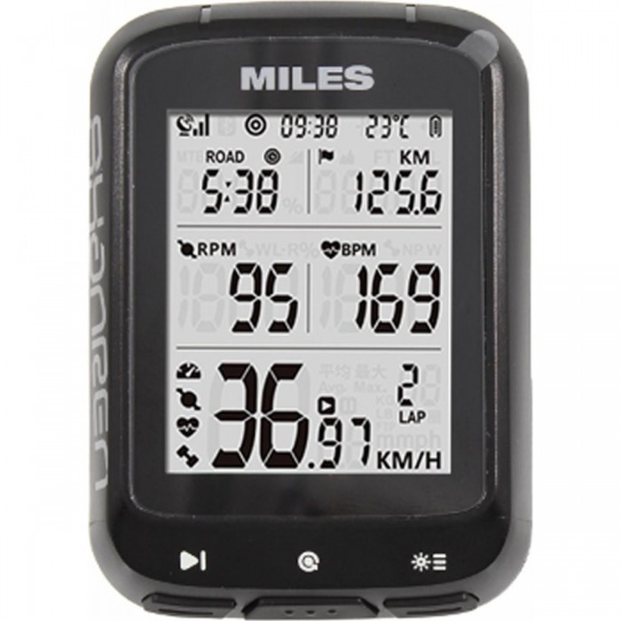 Ordinateur de vélo GPS Miles Smart BLE5.0 ANT+ avec support et câble USB - 1