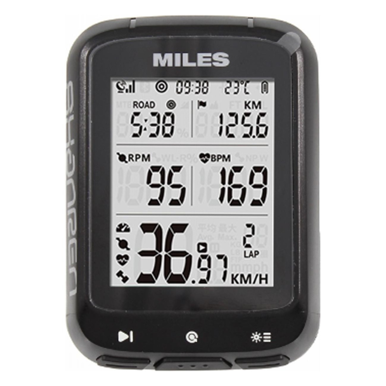 Ordinateur de vélo GPS Miles Smart BLE5.0 ANT+ avec support et câble USB - 1