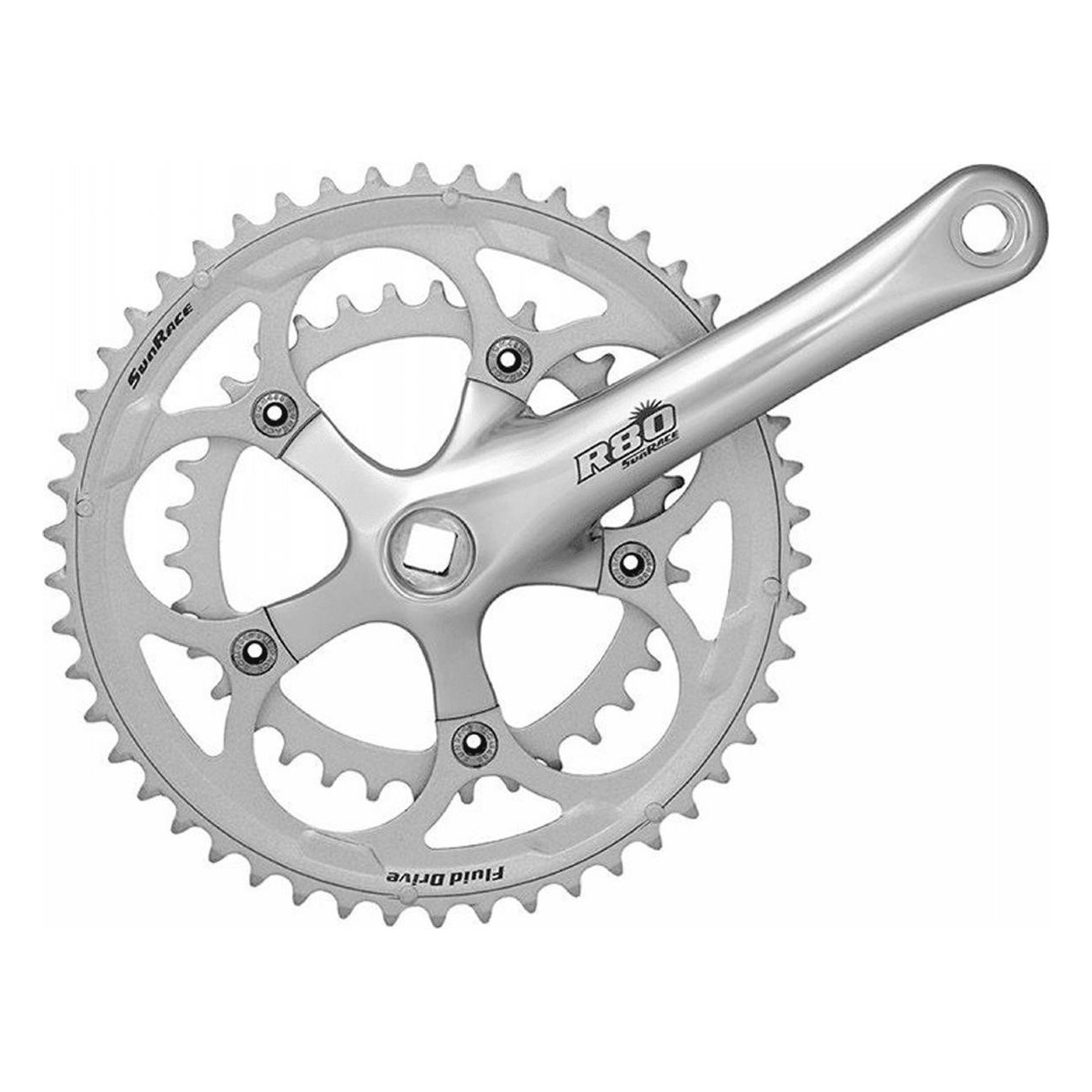 Sunrace Road Compact Crankset 2x8V 50/34T 170mm Silver Square 107mm - 1