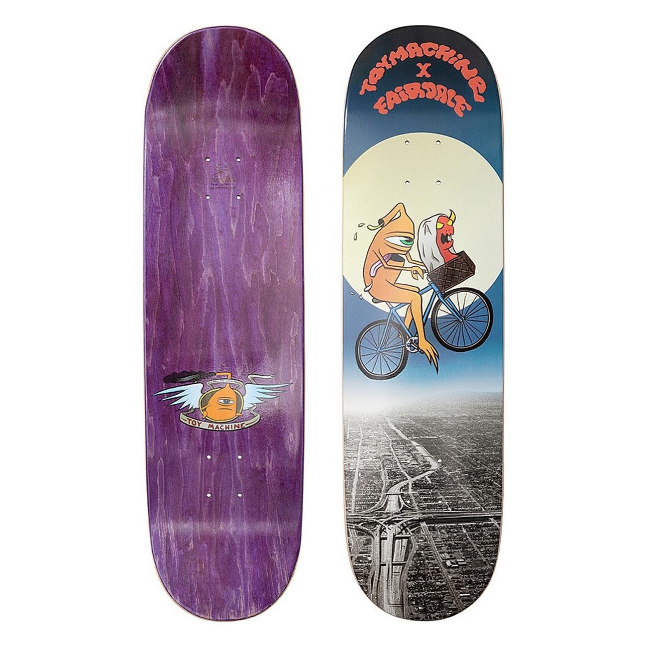 Fairdale x Toy Machine Skateboard 8.5' - Limitierte Auflage Rot/Blau/Grau - 1