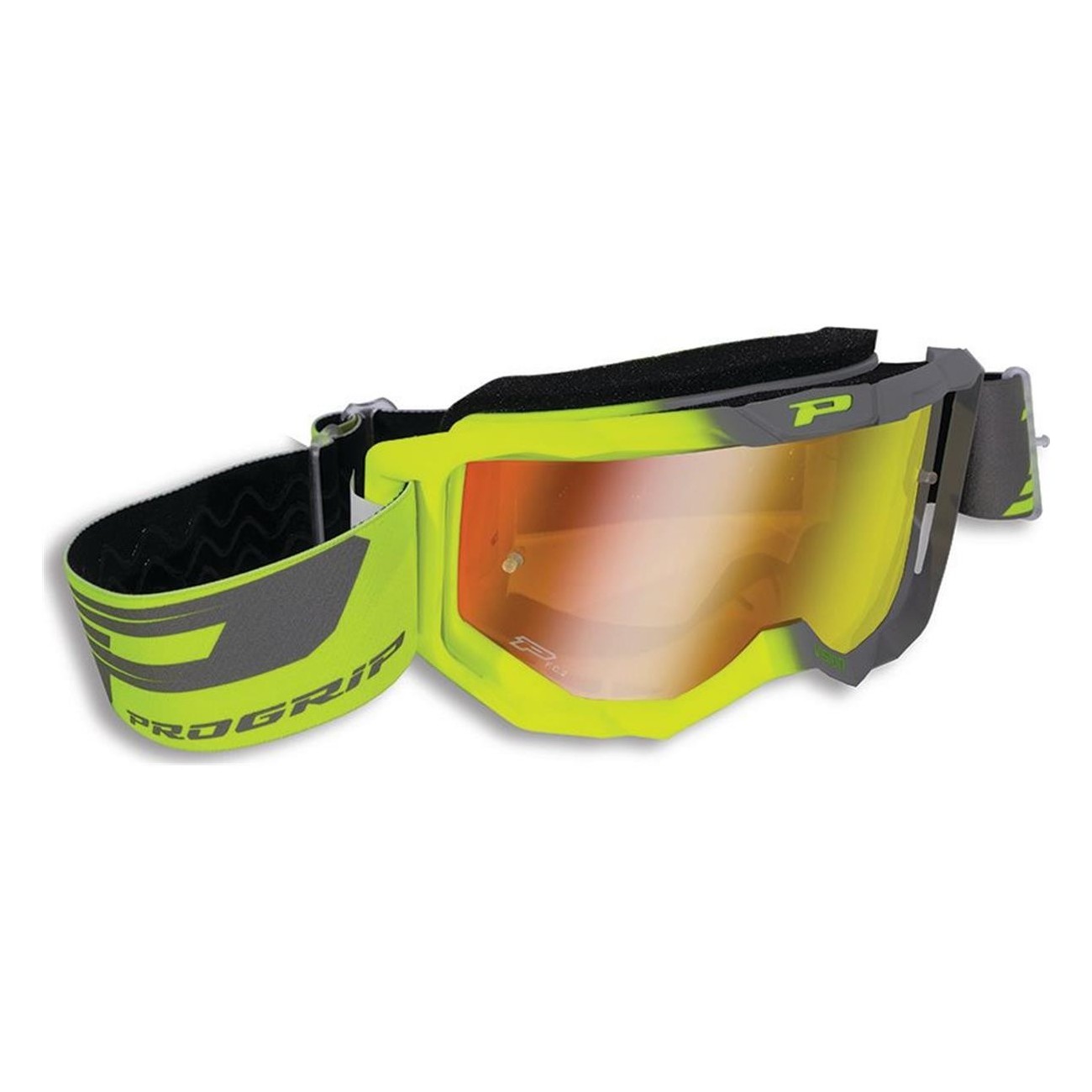 PROGRIP 3300 Yellow/Grey Goggles with Adjustable Anti-UV Mirrored Lens - 1