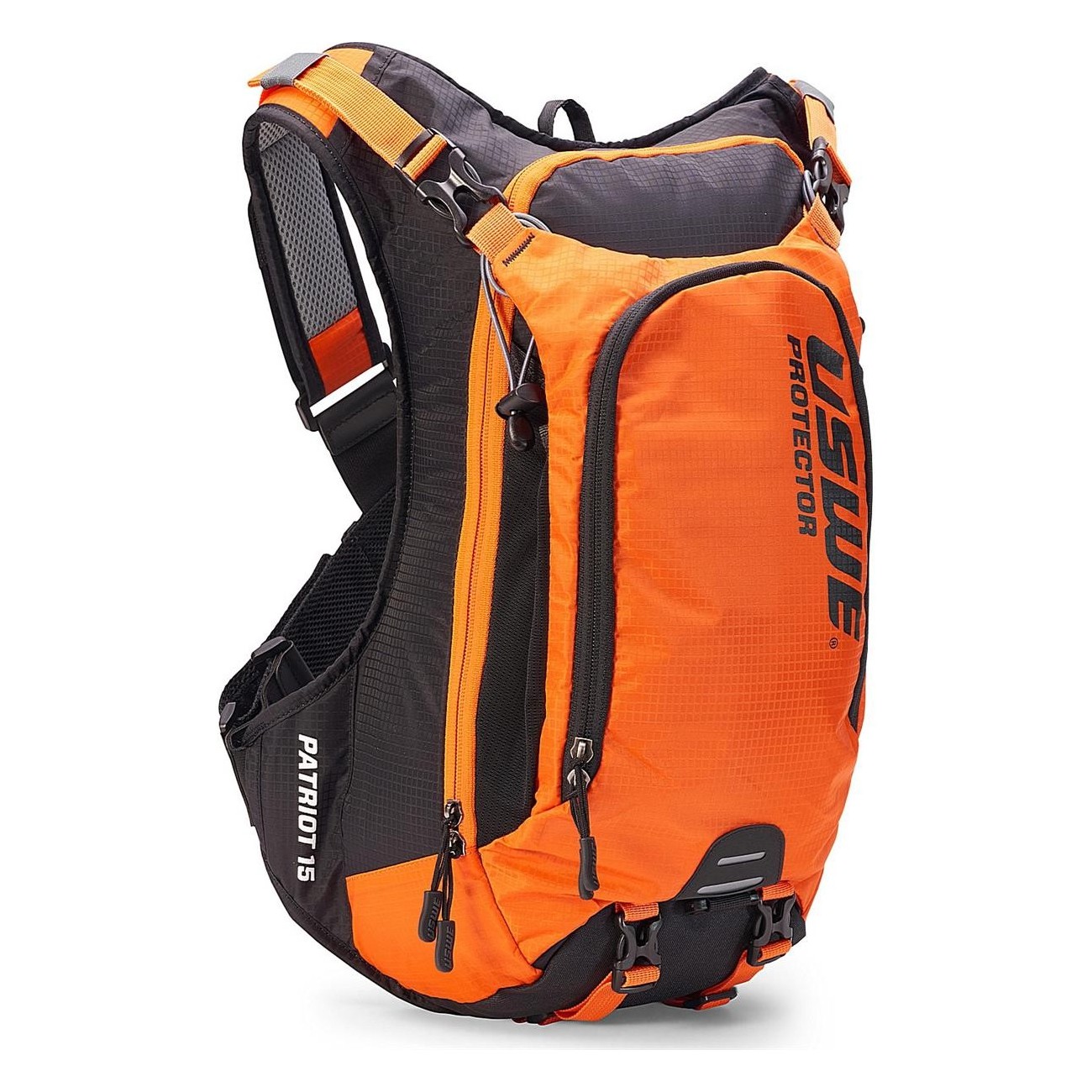 USWE Patriot 15L Orange-Black Backpack with Back Protector for MTB - 1