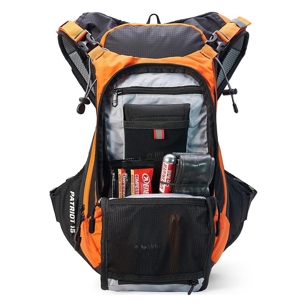 USWE Patriot 15L Orange-Black Backpack with Back Protector for MTB - 3