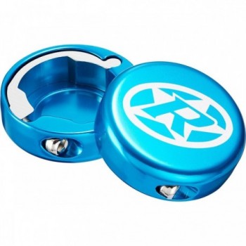 Aluminum Reverse End Caps for Handlebar Locking, 2 Pieces, Blue - Lock On - 1