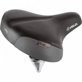 Selle Confort Velo Plush Tour DS Gel Noir avec Ressorts Amortisseurs et Gel Recyclable - 1