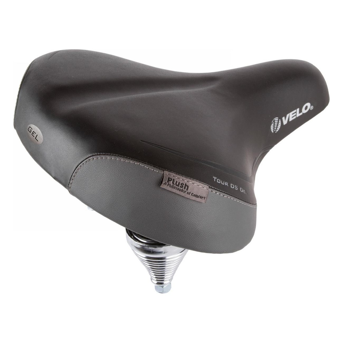 Velo Plush Tour DS Gel Comfort Saddle Black with Shock Absorbing Springs - 1