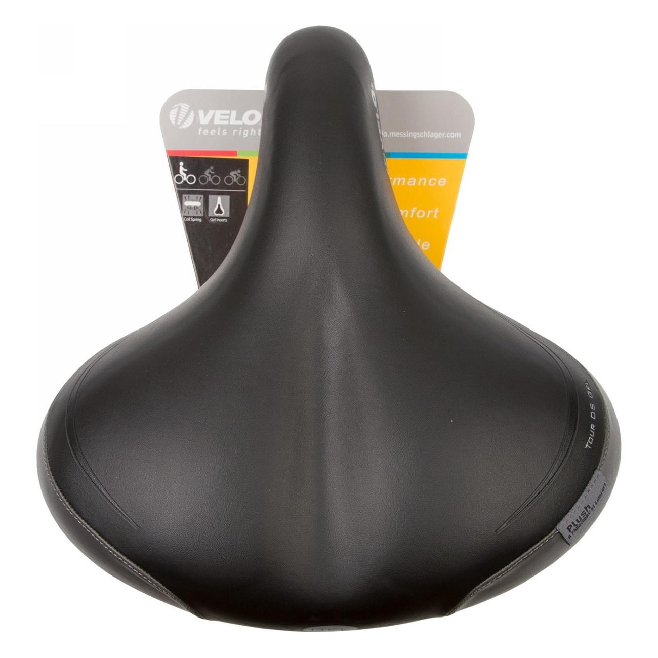 Velo Plush Tour DS Gel Comfort Saddle Black with Shock Absorbing Springs - 5