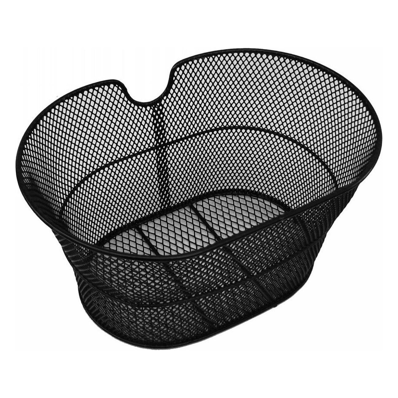 Black Steel Oval Front Basket 30x18x39 cm for Bicycle Without Hooks - 1