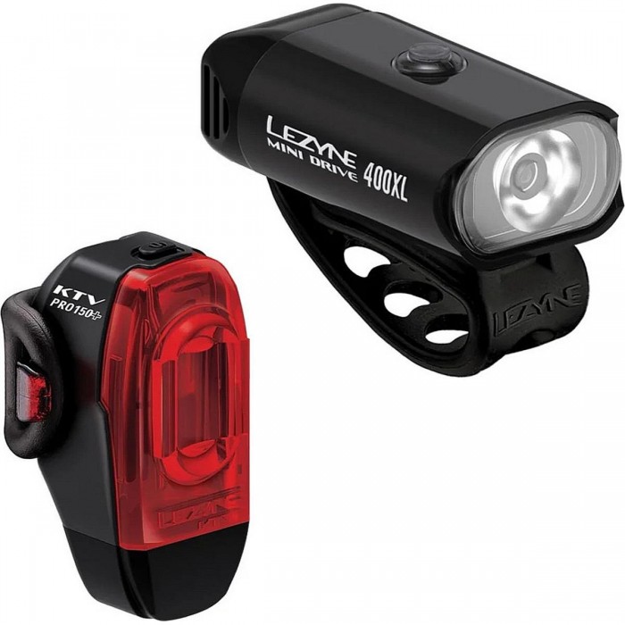 Set Luci Bicicletta Mini Drive 400XL / KTV Drive Pro+ con Supporto in Gomma Siliconica, Nero - 1 - Luci - 4710582552014