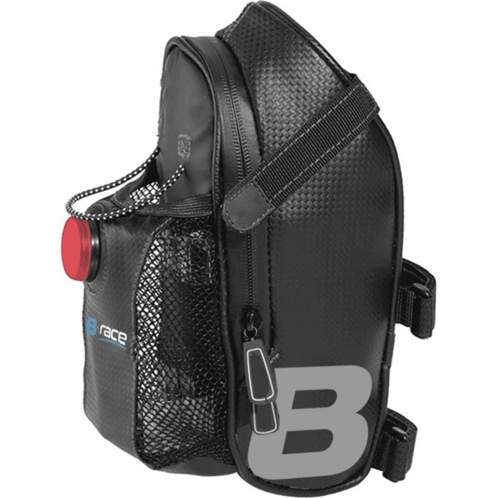 B-RACE 1.8L Underseat Bag with Bottle Holder and Light, Black - 1