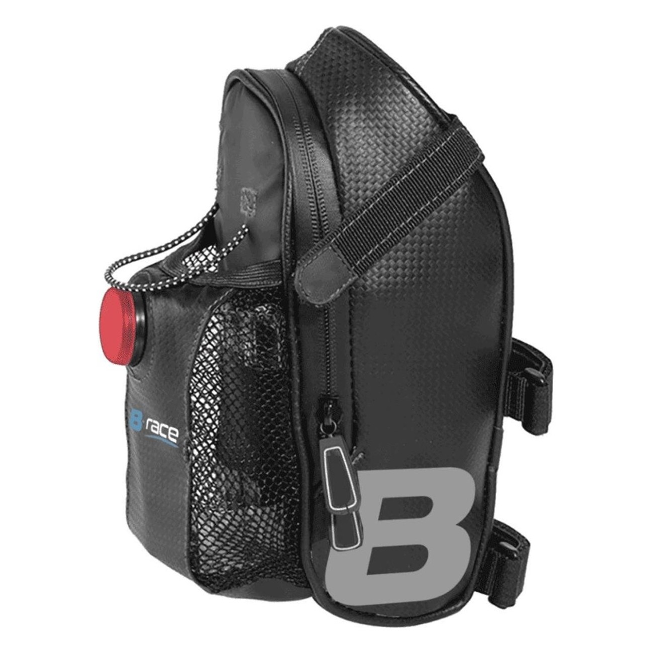 B-RACE 1.8L Underseat Bag with Bottle Holder and Light, Black - 1