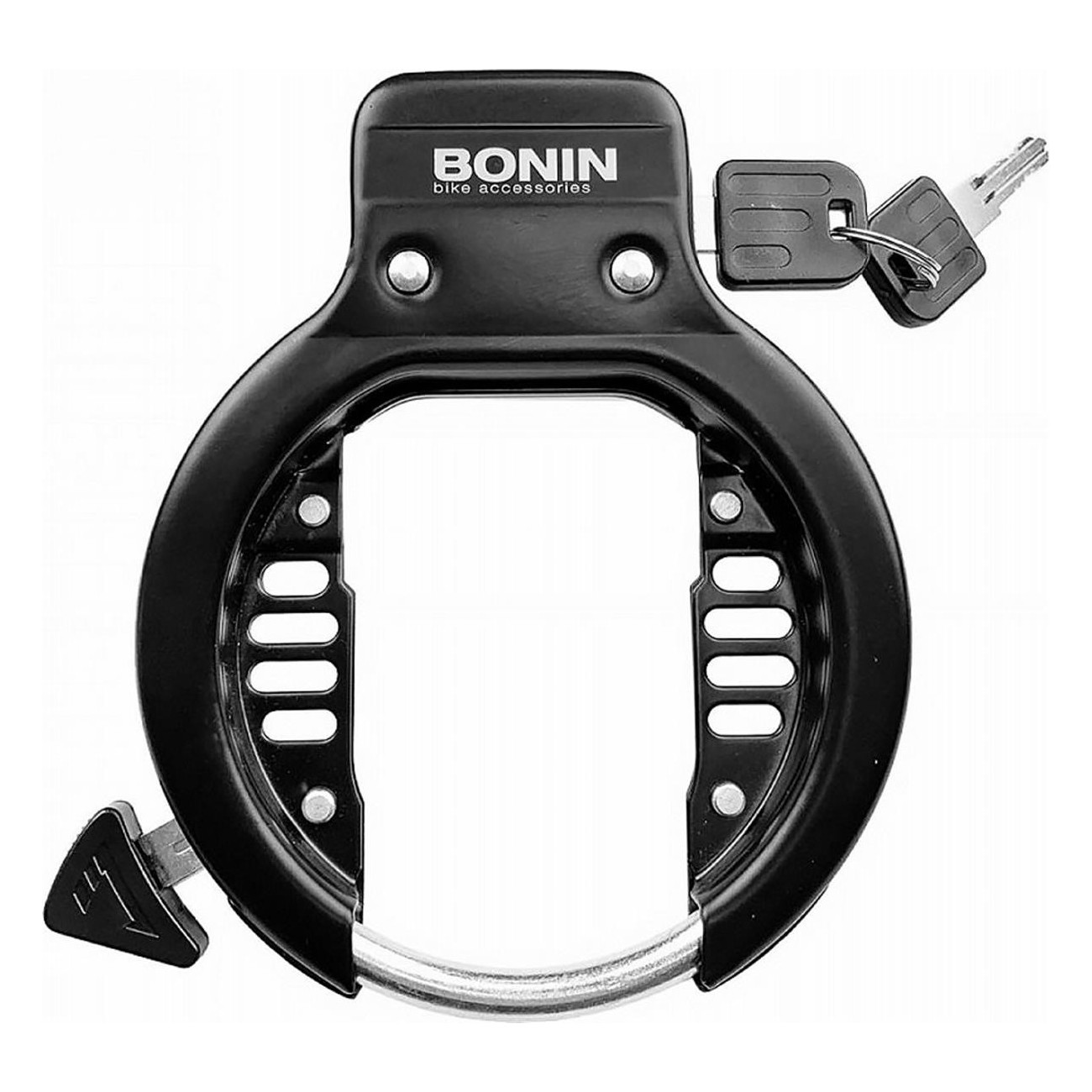 BONIN Lock for Bicycle Frame 57mm Black with 2-Screw Mounting - 1