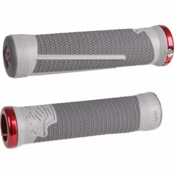 MTB Grips ODI AG2 Signature Lock-On 2.1 Gray/Graphite with Red Clamps 135mm - 1