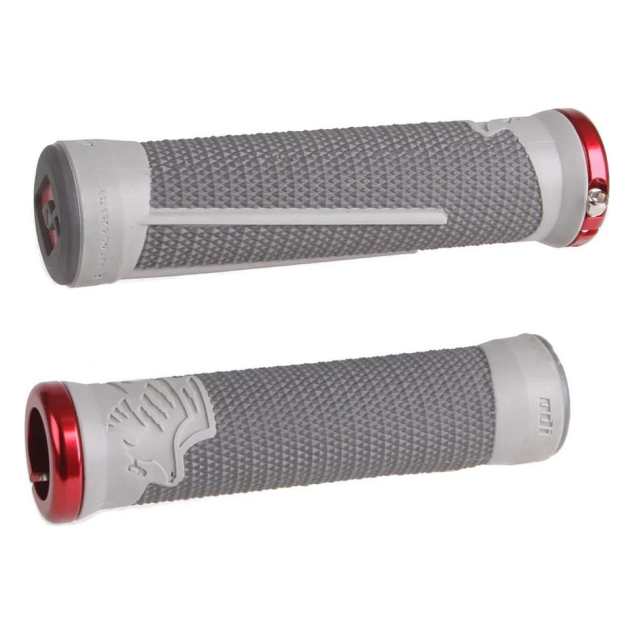 MTB Grips ODI AG2 Signature Lock-On 2.1 Gray/Graphite with Red Clamps 135mm - 1