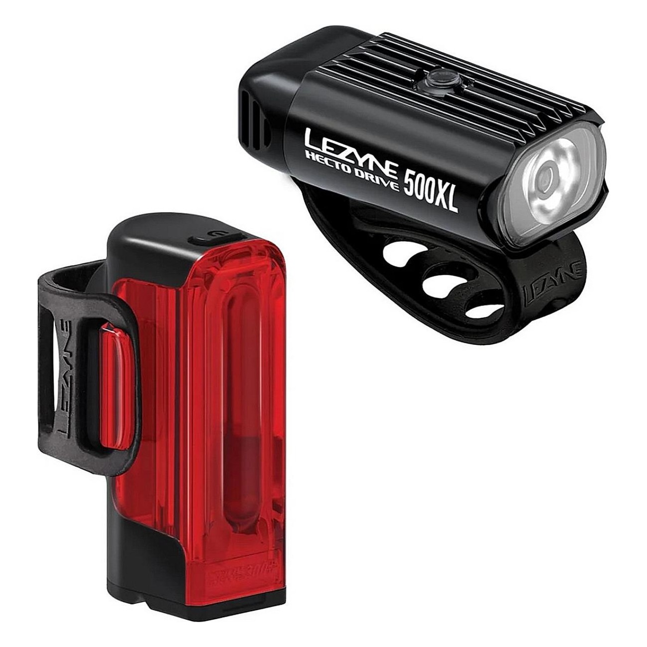 Set de lumières de vélo Hecto Drive 500XL et Strip Drive 30 avec supports en silicone noir - 1