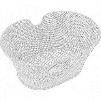 Cesta Delantera Ovalada de Acero Blanco 30x18x39 cm para Bicicletas 26/28' - 1