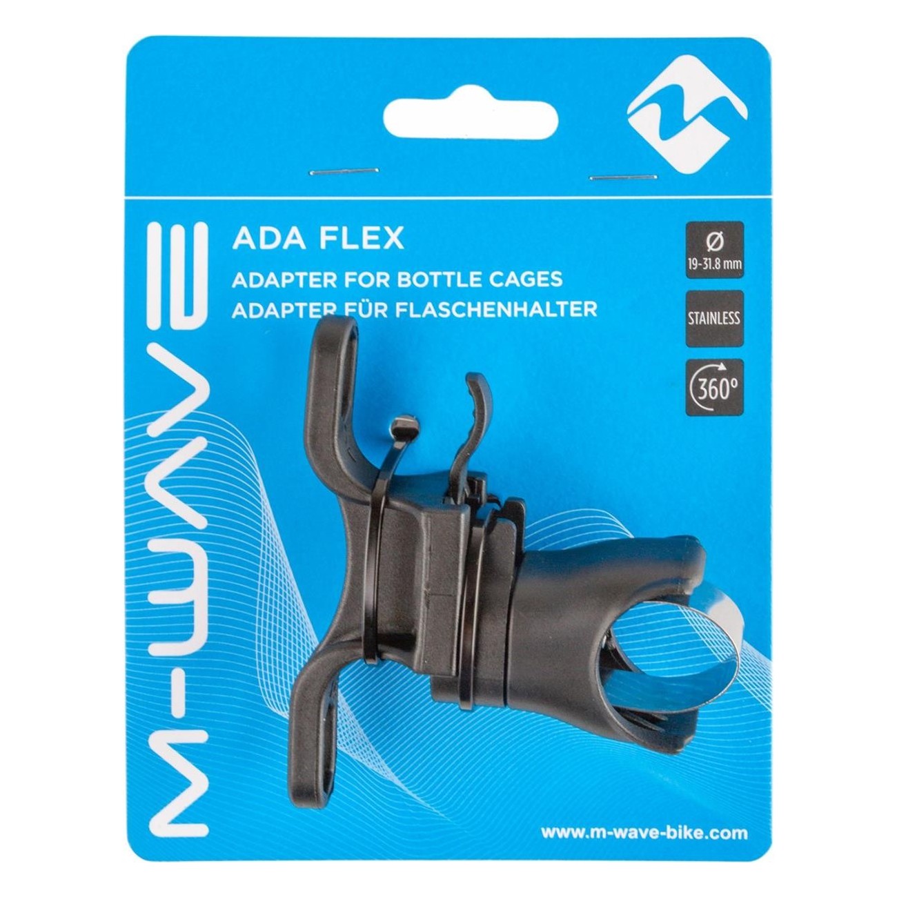 Adaptateur de porte-bouteille M-WAVE Noir en Plastique pour Guidon et Tube de Selle - 7