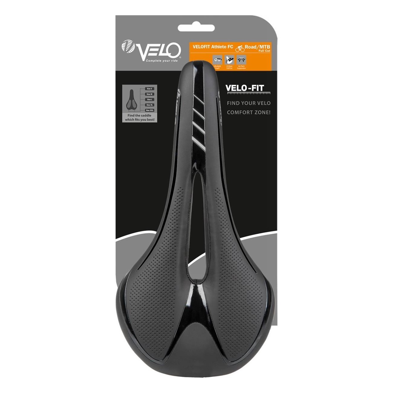 Sella Velo Fit Athlete FC per Strada e MTB 276x145 mm Nero/Argento - Alta Qualità e Comfort - 3 - Selle - 0887539022358